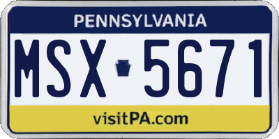 PA license plate MSX5671