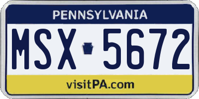 PA license plate MSX5672