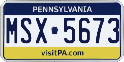 PA license plate MSX5673