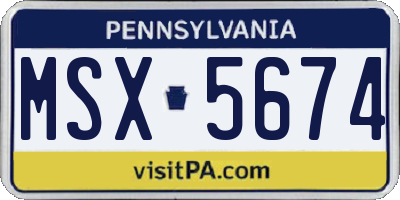 PA license plate MSX5674