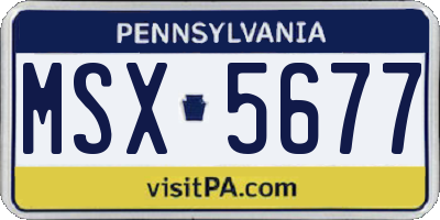PA license plate MSX5677