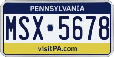 PA license plate MSX5678