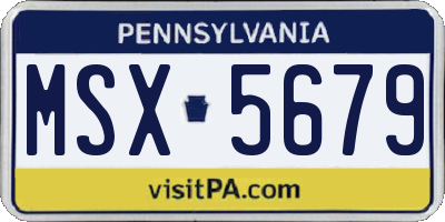 PA license plate MSX5679