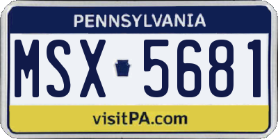 PA license plate MSX5681