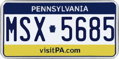 PA license plate MSX5685