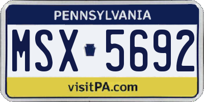 PA license plate MSX5692