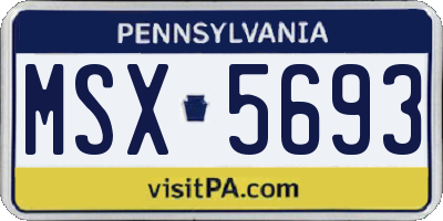 PA license plate MSX5693