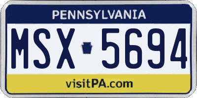 PA license plate MSX5694