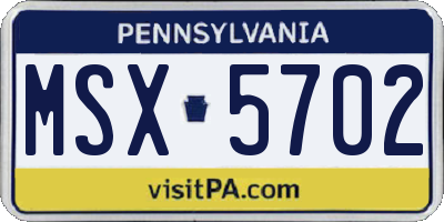 PA license plate MSX5702