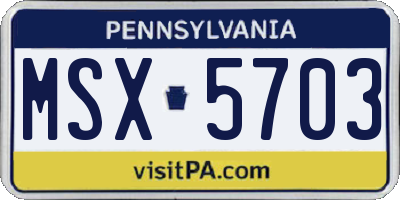 PA license plate MSX5703