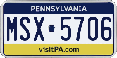 PA license plate MSX5706
