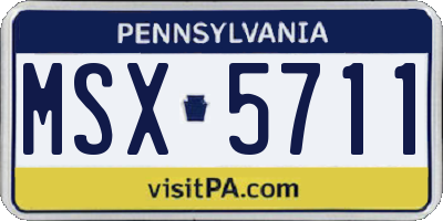 PA license plate MSX5711