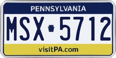 PA license plate MSX5712
