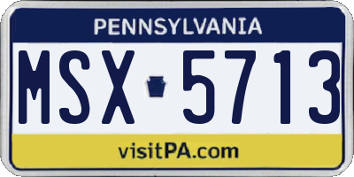 PA license plate MSX5713