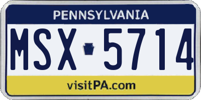 PA license plate MSX5714