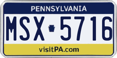 PA license plate MSX5716
