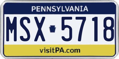 PA license plate MSX5718