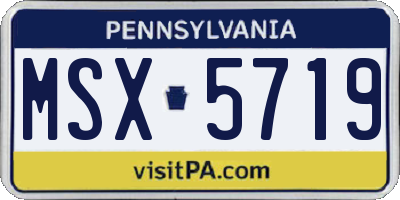PA license plate MSX5719