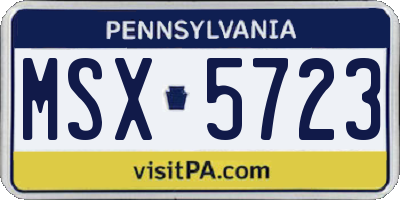 PA license plate MSX5723