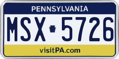 PA license plate MSX5726