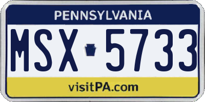 PA license plate MSX5733