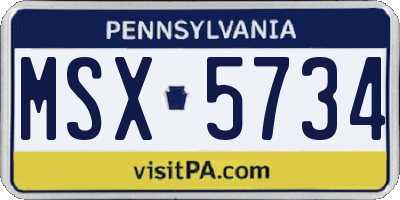 PA license plate MSX5734