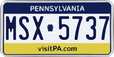 PA license plate MSX5737