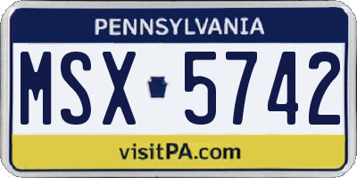 PA license plate MSX5742