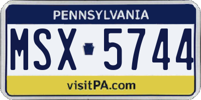PA license plate MSX5744