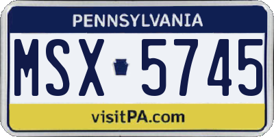 PA license plate MSX5745