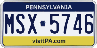 PA license plate MSX5746