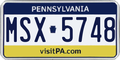 PA license plate MSX5748