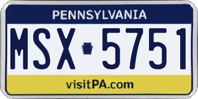 PA license plate MSX5751