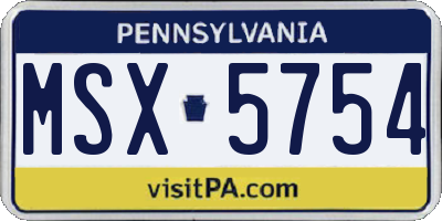 PA license plate MSX5754