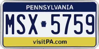 PA license plate MSX5759