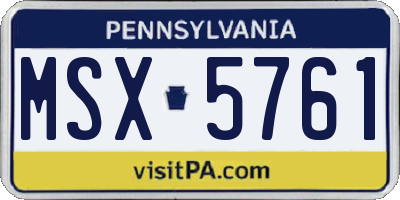 PA license plate MSX5761