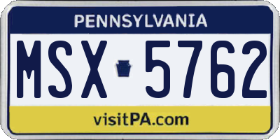 PA license plate MSX5762