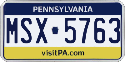 PA license plate MSX5763