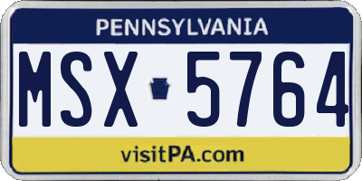 PA license plate MSX5764