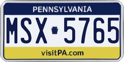 PA license plate MSX5765