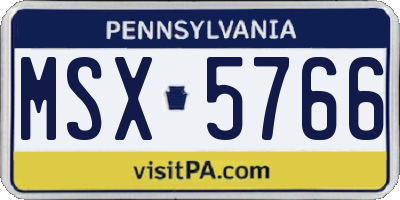 PA license plate MSX5766