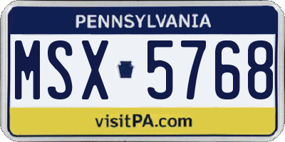 PA license plate MSX5768