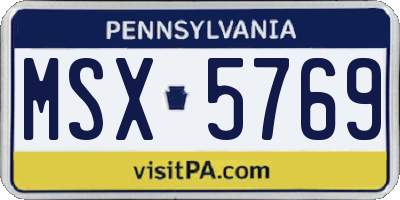 PA license plate MSX5769