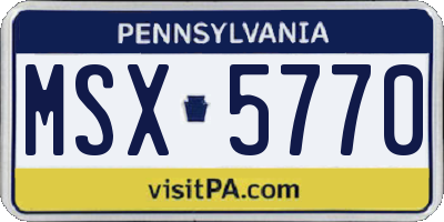 PA license plate MSX5770