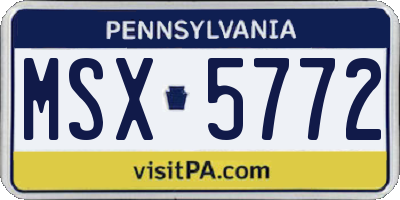 PA license plate MSX5772