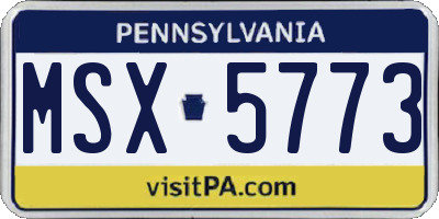 PA license plate MSX5773