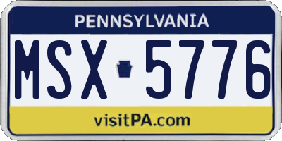 PA license plate MSX5776