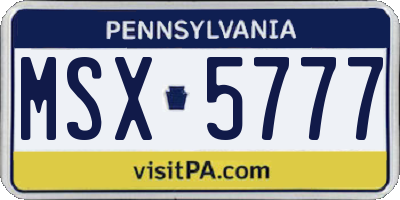 PA license plate MSX5777