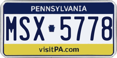 PA license plate MSX5778