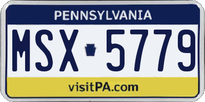 PA license plate MSX5779